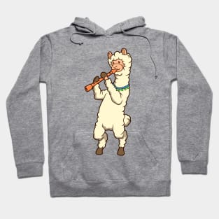 Cartoon Lama - Flute Player Hoodie